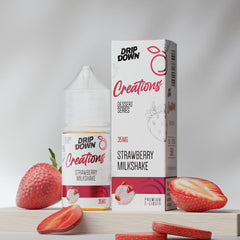 DRIP DOWN CREATION DESSERT SERIES NIC SALT - STRAWBERRY MILKSHAKE - 30ML (35MG)