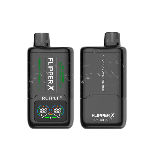 FLIPPER X BY RUFPUF DISPOSABLE VAPE - BLUEBERRY WATERMELON ICE + PINEAPPLE GUAVA ICE - 20000 PUFFS (50MG)