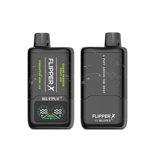 FLIPPER X BY RUFPUF DISPOSABLE VAPE - GUAVA PASSION FRUIT ICE + PINEAPPLE KIWI ICE - 20000 PUFFS (50MG)