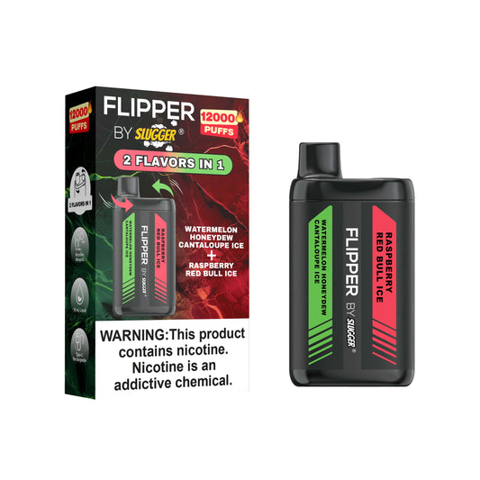 FLIPPER BY SLUGGER DISPOSABLE VAPE - WATERMELON HONEYDEW CANTALOUPE ICE + RASPBERRY RED BULL ICE - 12000 PUFFS (40MG)