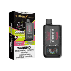 FLIPPER X BY RUFPUF DISPOSABLE VAPE - STRAWBERRY WATERMELON BUBBLE GUM ICE + RASPBERRY REDBULL ICE - 20000 PUFFS (50MG)