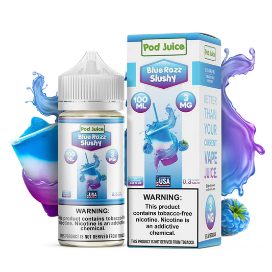 POD JUICE – BLUE RAZZ SLUSHY – 100ML (3MG-6MG-12MG-18MG)
