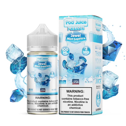 POD JUICE – JEWEL MINT SAPPHIRE FREEZE – 100ML (3MG-6MG-12MG-18MG)