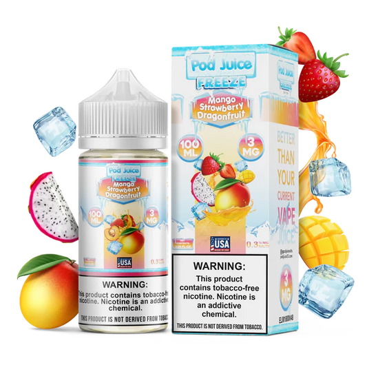 POD JUICE – MANGO STRAWBERRY DRAGONFRUIT FREEZE – 100ML (3MG-6MG-12MG-18MG)