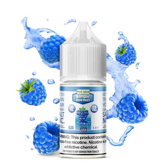 POD JUICE NIC SALT - BANGIN' BLUE RAZZ – 30ML (35MG-55MG)