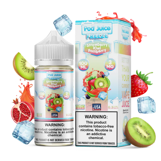 POD JUICE – STRAWBERRY KIWI POMBERRY FREEZE – 100ML (3MG-6MG-12MG-18MG)