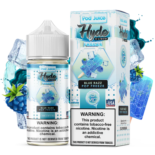 POD JUICE X HYDE – BLUE RAZZ POP FREEZE – 100ML (3MG-6MG-12MG-18MG)
