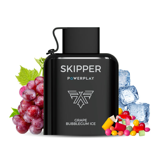 SKIPPER POWERPLAY ICETRONIC PREFILLED POD - GRAPE BUBBLEGUM ICE - 50MG (16000 PUFFS)