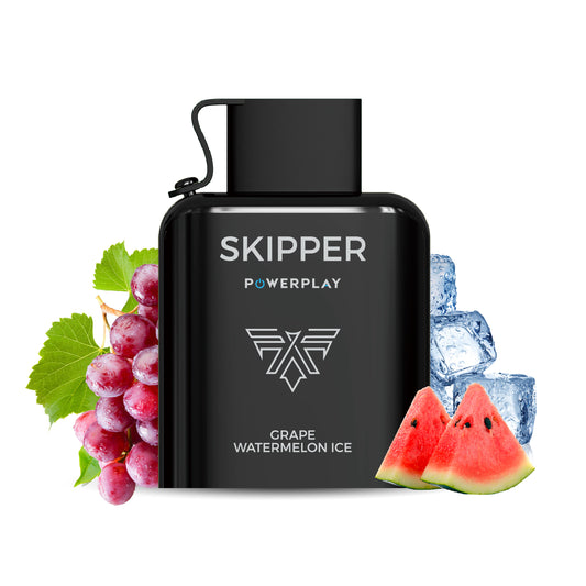 SKIPPER POWERPLAY ICETRONIC PREFILLED POD - GRAPE WATERMELON ICE - 50MG (16000 PUFFS)
