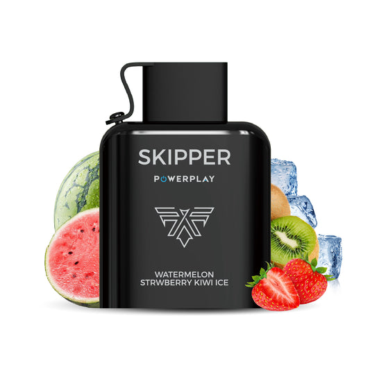 SKIPPER POWERPLAY ICETRONIC PREFILLED POD - WATERMELON STRAWBERRY KIWI ICE - 50MG (16000 PUFFS)