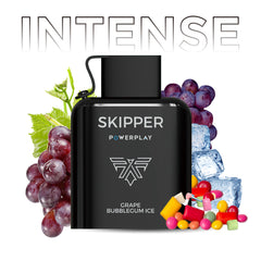 SKIPPER POWERPLAY INTENSE PREFILLED POD - GRAPE BUBBLEGUM ICE - 50MG (16000 PUFFS)