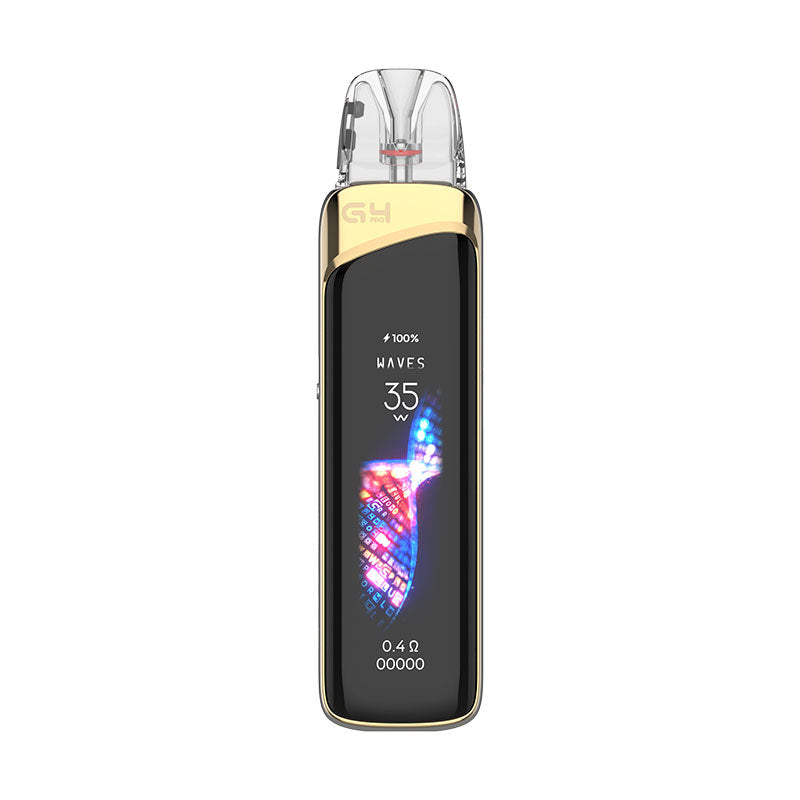 Vape device with digital display on a white background