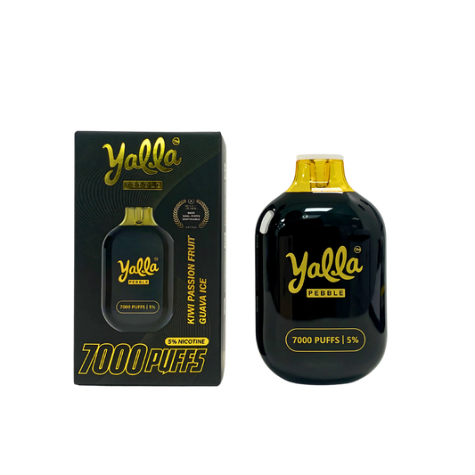 YALLA PEBBLE DISPOSABLE VAPE - KIWI PASSION FRUIT GUAVA ICE - 7000 PUFFS (50MG)