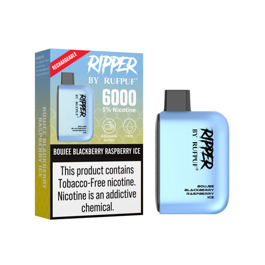 RUFPUF RIPPER DISPOSABLE – BOUJEE BLACKBERRY RASPBERRY ICE – 6000 PUFFS (50MG)