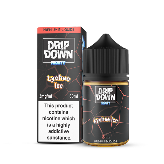 DRIP DOWN FROSTY FREEBASE – LYCHEE ICE – 60ML (3MG-12MG)