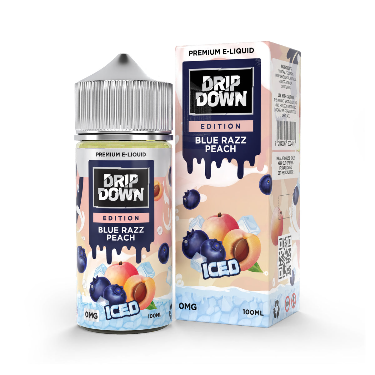 DRIP DOWN EDITION SERIES FREEBASE - BLUE RAZZ PEACH ICE - 100ML (0MG-3MG-6MG)