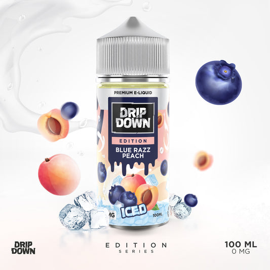 DRIP DOWN EDITION SERIES FREEBASE - BLUE RAZZ PEACH ICE - 100ML (0MG-3MG-6MG)