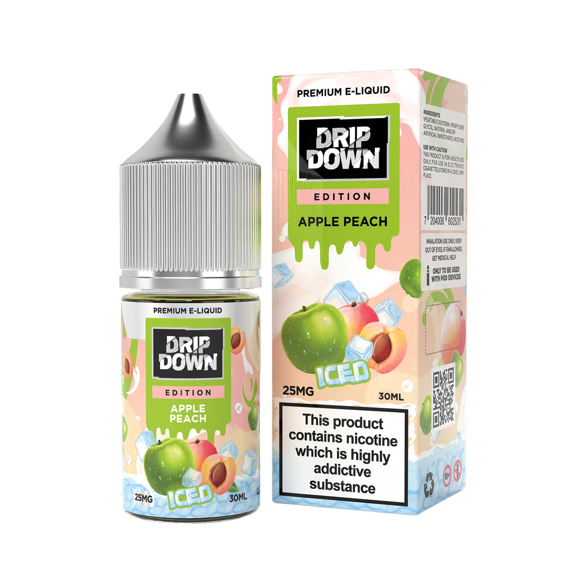 DRIP DOWN EDITION ICE SERIES NIC SALT – APPLE PEACH ICE – 30ML (25MG-50MG)