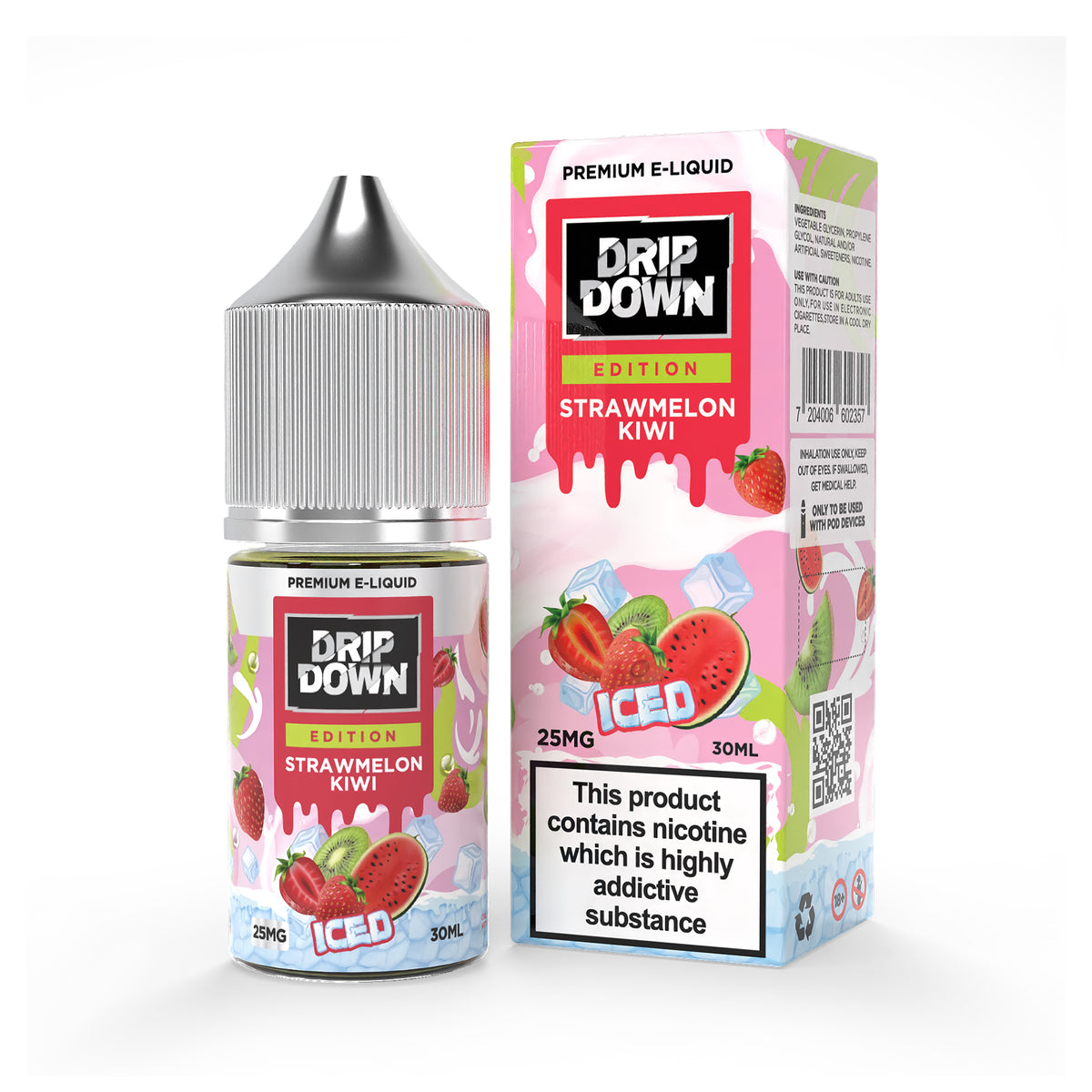 DRIP DOWN EDITION ICE SERIES NIC SALT – STRAWMELON KIWI ICE – 30ML (25MG-50MG)