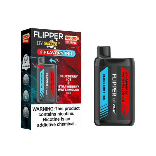 FLIPPER BY SLUGGER DISPOSABLE VAPE - BLUEBERRY ICE + STRAWBERRY WATERMELON ICE - 12000 PUFFS (40MG)