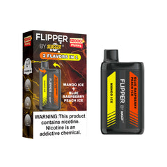 FLIPPER BY SLUGGER DISPOSABLE VAPE - MANGO ICE + BLUE RASPBERRY PEACH ICE - 12000 PUFFS (40MG)