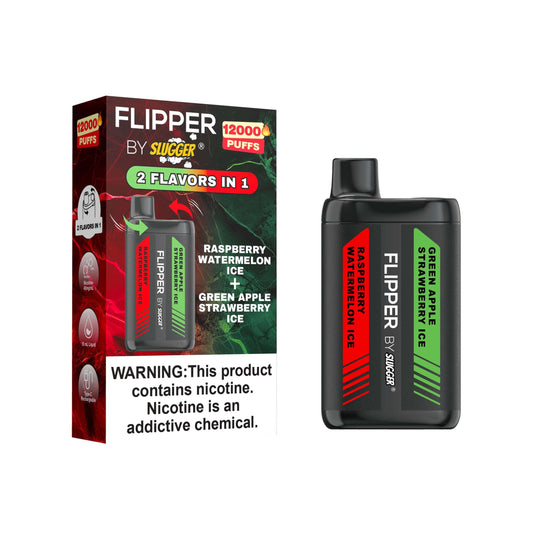 FLIPPER BY SLUGGER DISPOSABLE VAPE - RASPBERRY WATERMELON ICE + GREEN APPLE STRAWBERRY ICE - 12000 PUFFS (40MG)