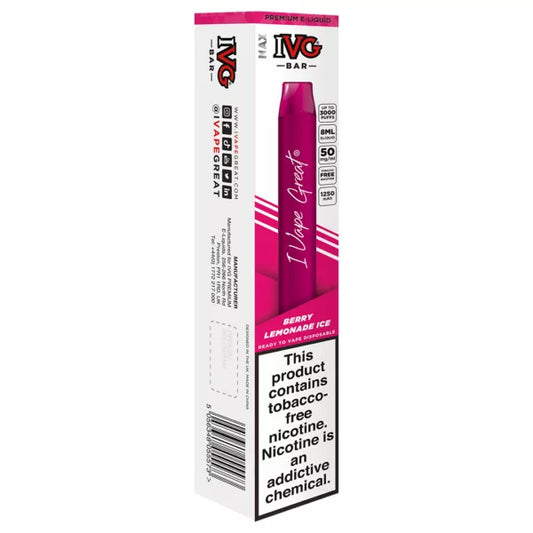 IVG MAX BAR DISPOSABLE POD  – BERRY LEMONADE ICE – 3000 PUFFS (30MG-50MG)