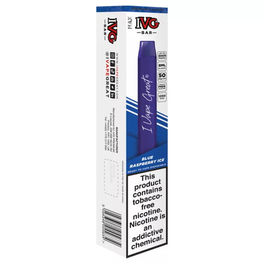 IVG MAX BAR DISPOSABLE POD – BLUE RASPBERRY ICE – 3000 PUFFS (30MG-50MG)