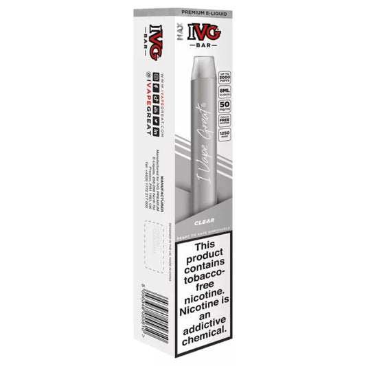 IVG MAX BAR DISPOSABLE POD – CLEAR – 3000 PUFFS (30MG-50MG)