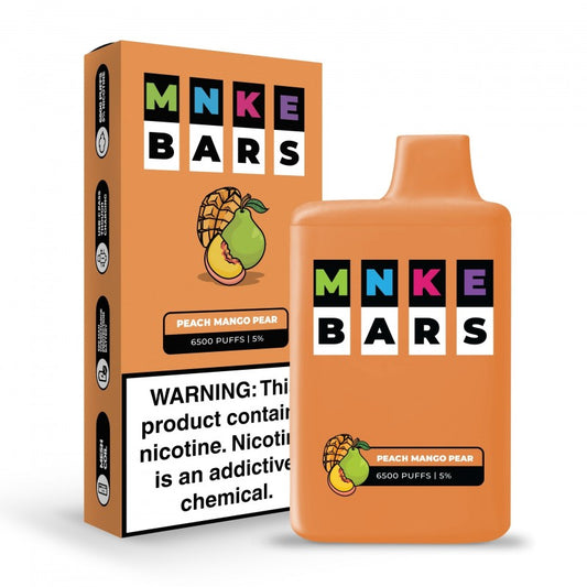 MNKE BARS DISPOSABLE – PEACH MANGO PEAR ICE – 6500 PUFFS (20MG-50MG)