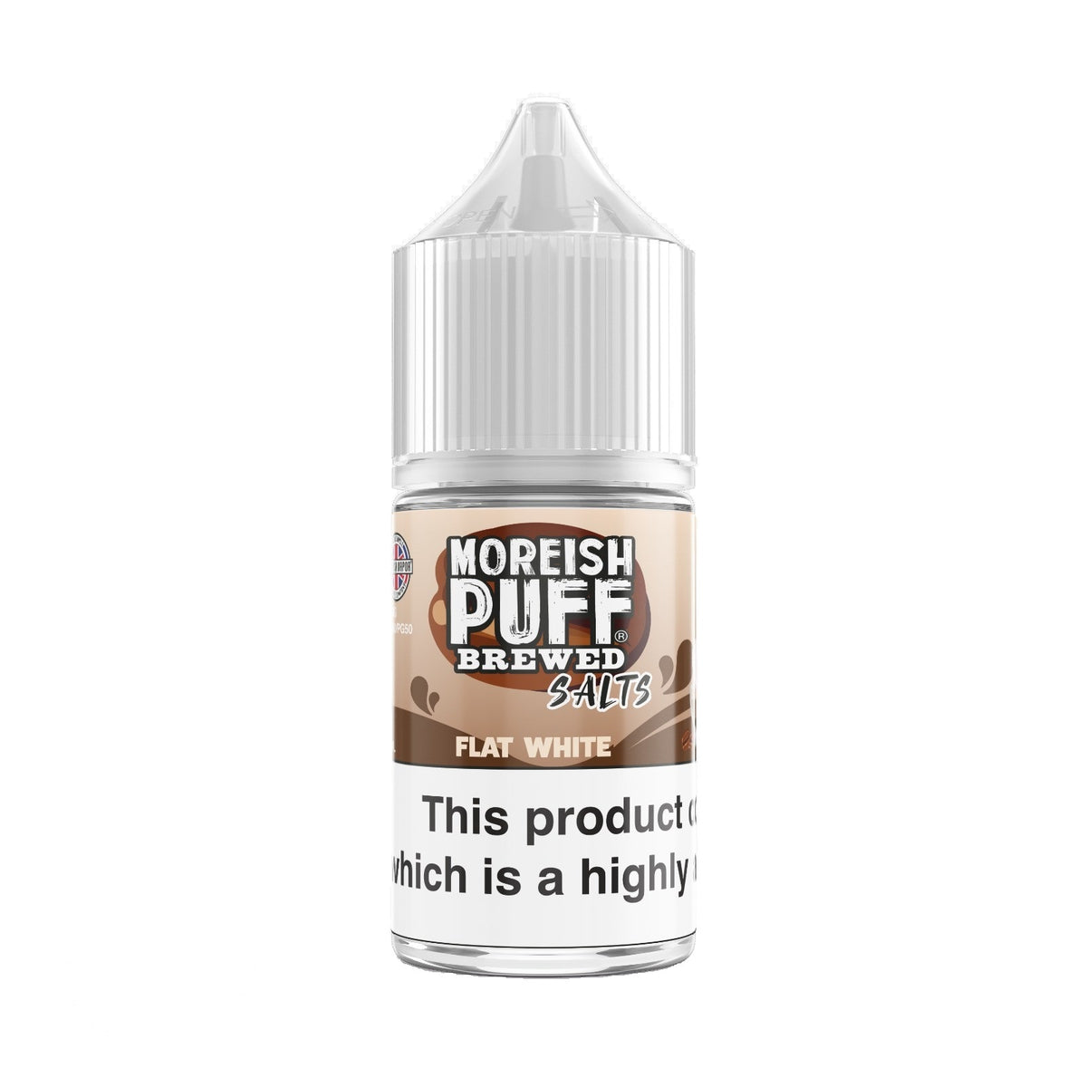 MOREISH PUFF BREWED NIC SALT – FLAT WHITE – 30ML (25MG-50MG)