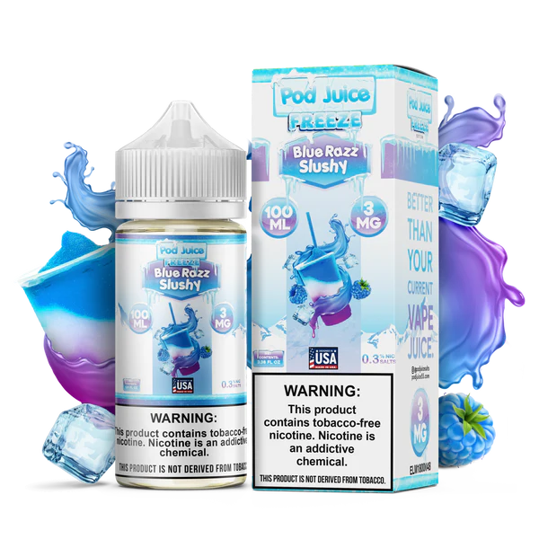 POD JUICE – BLUE RAZZ SLUSHY FREEZE – 100ML (3MG-6MG-12MG-18MG)