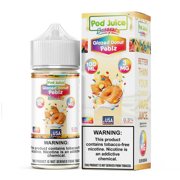 POD JUICE – GLAZED DONUT PEBLZ – 100ML (3MG-6MG-12MG-18MG)