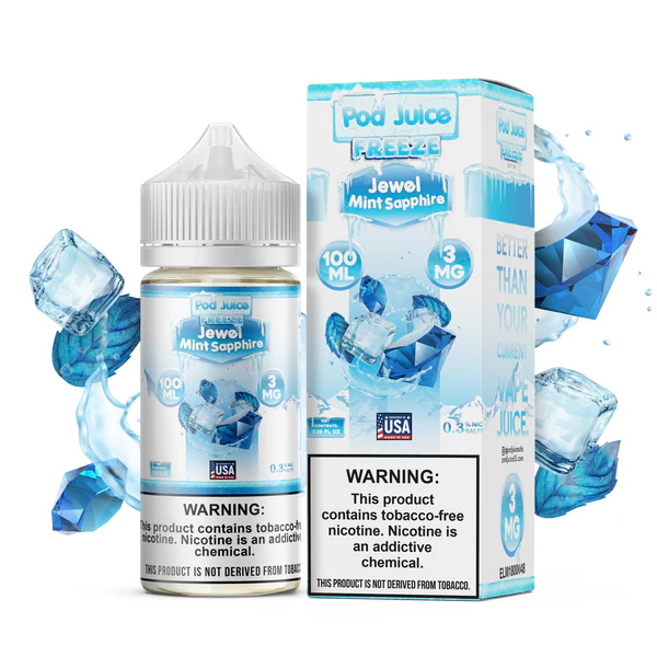 POD JUICE – JEWEL MINT SAPPHIRE FREEZE – 100ML (3MG-6MG-12MG-18MG)