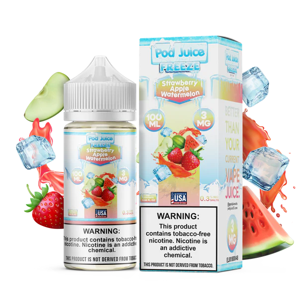 POD JUICE – STRAWBERRY APPLE WATERMELON FREEZE – 100ML (3MG-6MG-12MG-18MG)