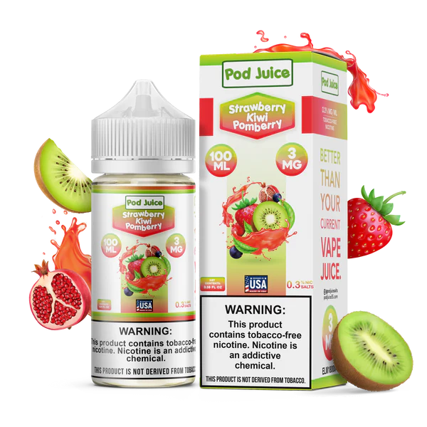 POD JUICE – STRAWBERRY KIWI POMBERRY – 100ML (3MG-6MG-12MG-18MG)