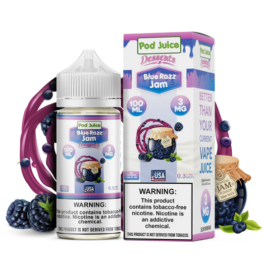 POD JUICE – BLUE RAZZ JAM – 100ML (3MG-6MG-12MG-18MG)