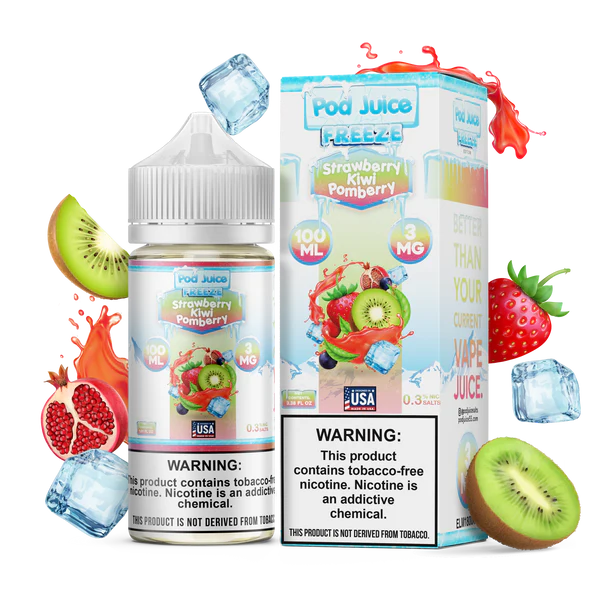 POD JUICE – STRAWBERRY KIWI POMBERRY FREEZE – 100ML (3MG-6MG-12MG-18MG)