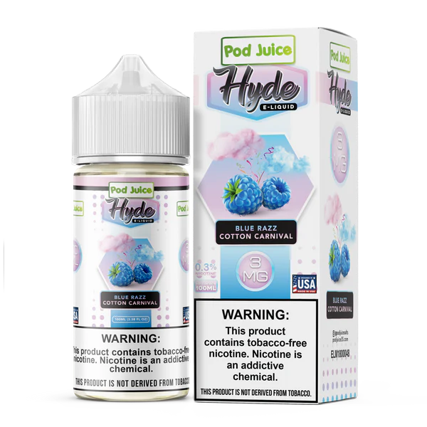 POD JUICE X HYDE – BLUE RAZZ COTTON CARNIVAL – 100ML (3MG-6MG-12MG-18MG)