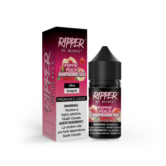 RUFPUF RIPPER NIC SALT – POPPIN PEACH RASPBERRY ICE – 30ML (20MG-35MG-55MG)