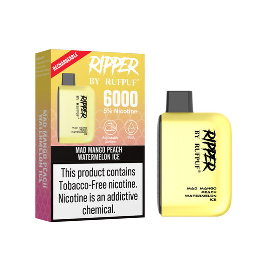 RUFPUF RIPPER DISPOSABLE – MAD MANGO PEACH WATERMELON ICE – 6000 PUFFS (50MG)