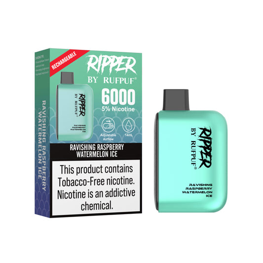 RUFPUF RIPPER DISPOSABLE – RAVISHING RASPBERRY WATERMELON ICE – 6000 PUFFS (50MG)