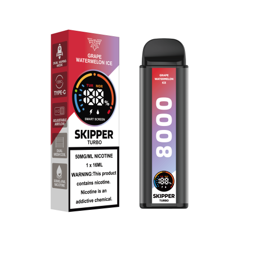 SKIPPER TURBO DISPOSABLE VAPE – GRAPE WATERMELON ICE 50MG (10000PUFFS)