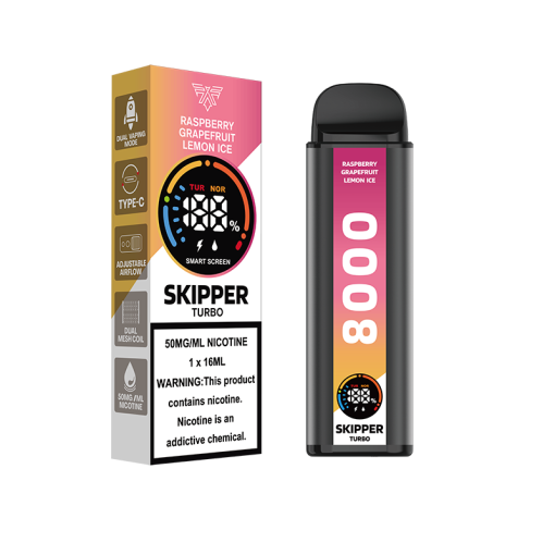 SKIPPER TURBO DISPOSABLE VAPE – RASPBERRY GRAPEFRUIT LEMON ICE 50MG (10000PUFFS)