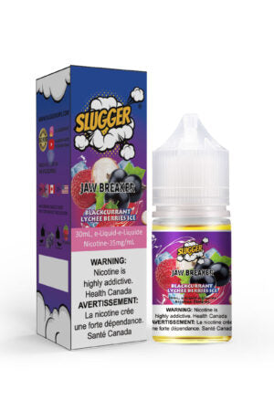 SLUGGER JAW BREAKER SERIES NIC SALT – BLACKCURRANT LYCHEE BERRIES ICE – 30ML (20MG-35MG-50MG)