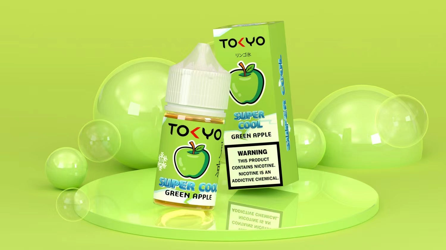 TOKYO SUPER COOL NIC SALT SERIES – GREEN APPLE ICED – 30ML (35MG-50MG) - Buy Online Vape On Best Prices From Pakistan Vape Shop | De Vapors Area